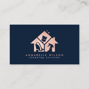 Rose Gold House Cleaning Services Business Card