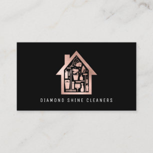 Rose Gold House Cleaning Services Business Card