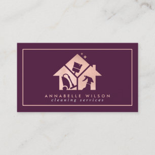 Rose Gold House Cleaning Services Business Card