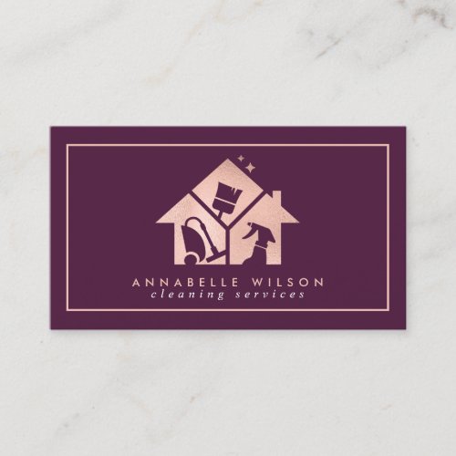 Rose Gold House Cleaning Services  Business Card