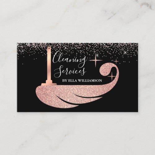 Rose Gold Housekeeping Cleaning Service Business Card