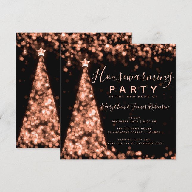 Rose Gold Housewarming Party Christmas Holidays Invitation (Front/Back)