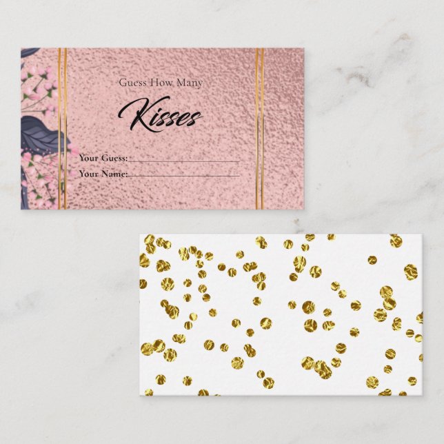 Rose Gold How Many Kisses Bridal Enclosure Card (Front/Back)
