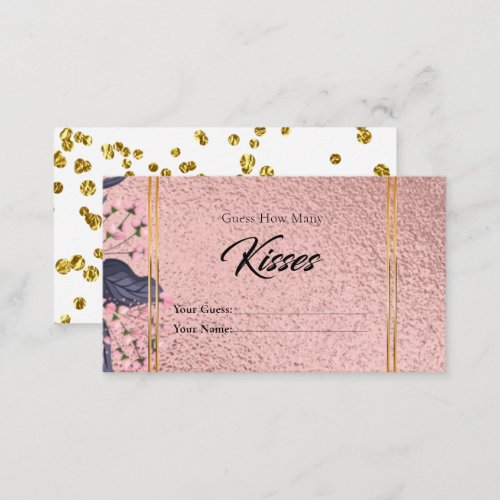 Rose Gold How Many Kisses Bridal Enclosure Card