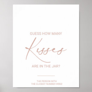 Rose Gold How Many Kisses Bridal Shower Game Poster