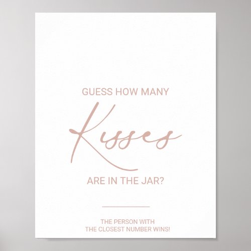 Rose Gold How Many Kisses Bridal Shower Game   Poster