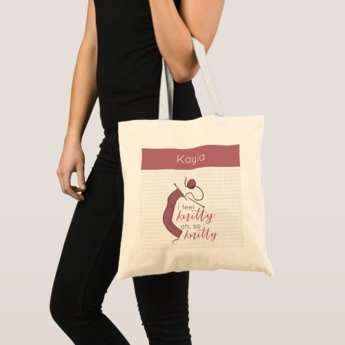 Rose Gold I Feel Knitty Oh So Knitty Tote Bag