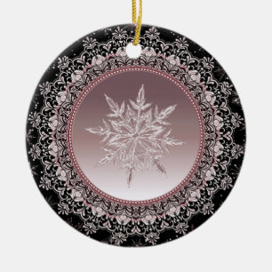 Rose Gold Ice Crystal Snowflake Ornament