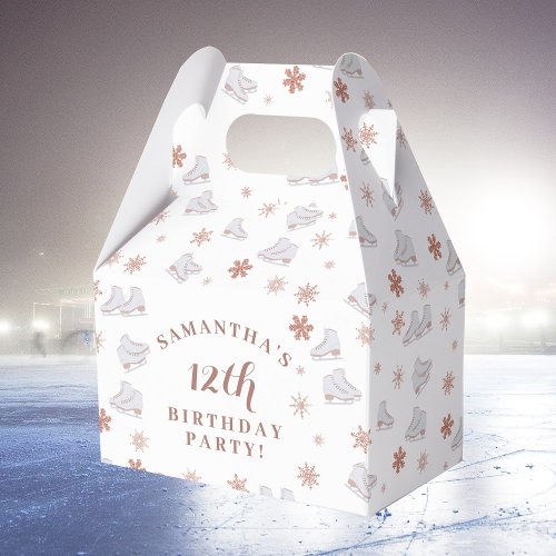 Rose Gold Ice Skates Blush Pink Skating Birthday Favor Boxes