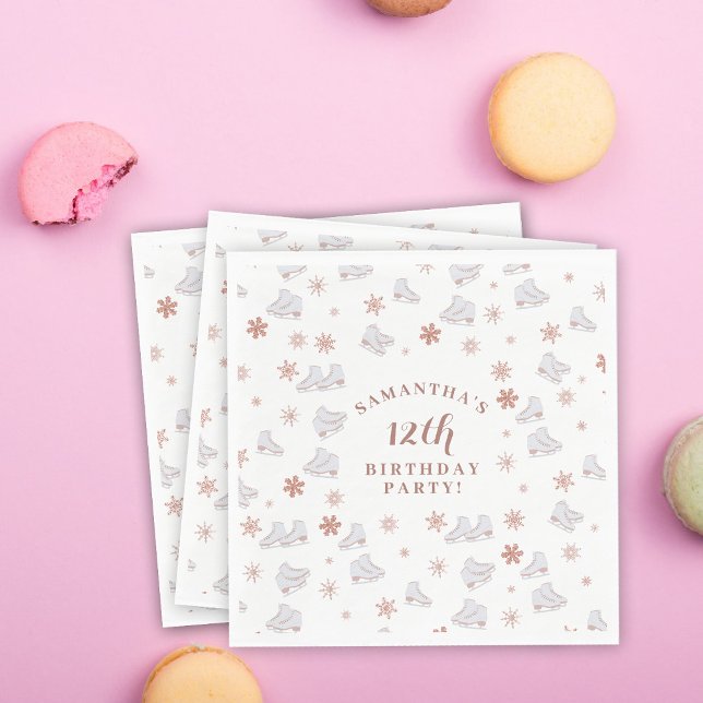 Rose Gold Ice Skates Blush Pink Skating Birthday Napkins (Rose Gold Ice Skates Blush Pink Skating Birthday Napkins)