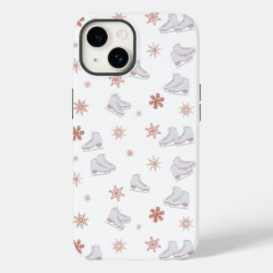 Rose Gold Ice Skates Blush Pink Skating Pattern Case-Mate iPhone 14 Case