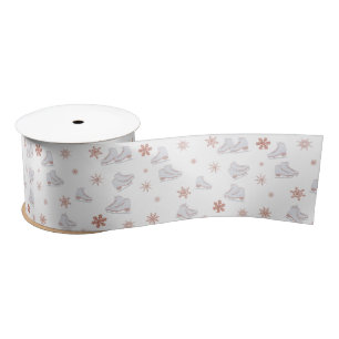 Rose Gold Ice Skates Blush Pink Skating Pattern Satin Ribbon