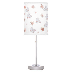 Rose Gold Ice Skates Blush Pink Skating Pattern Table Lamp