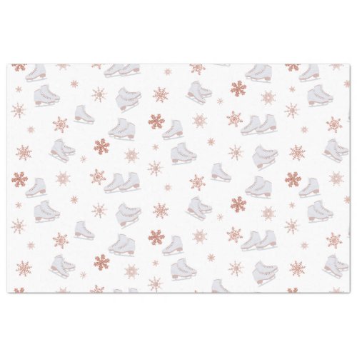 Rose Gold Ice Skates Blush Pink Skating Pattern Tissue Paper