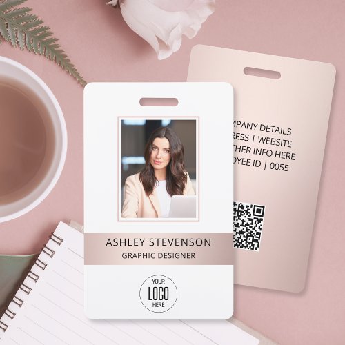 Rose Gold ID Card Metallic Employee Photo Badge