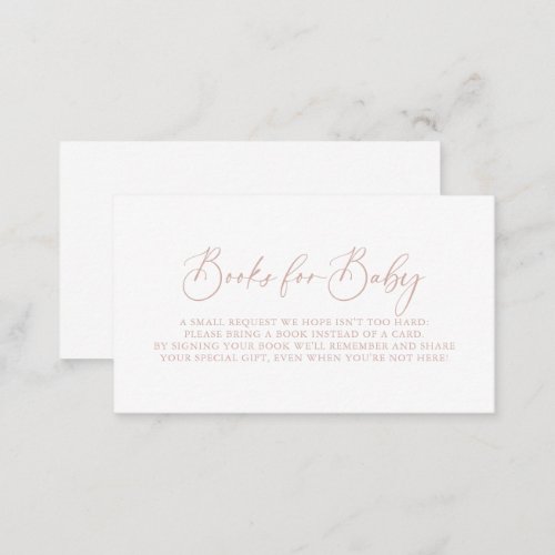 Rose Gold Idyllic Baby Shower Book Request  Enclosure Card