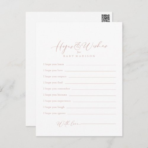 Rose Gold Idyllic Baby Shower Hopes  Wishes Card