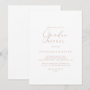 Rose Gold Idyllic Calligraphy Gender Reveal Party Invitation
