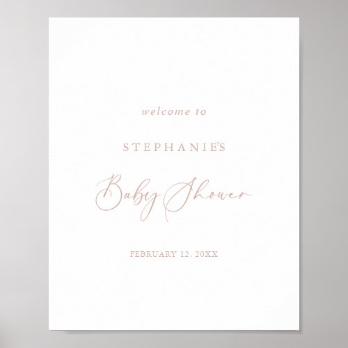 Rose Gold Idyllic Stylish Baby Shower Welcome  Poster