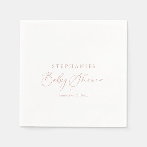 Rose Gold Idyllic Stylish Calligraphy Baby Shower  Napkins