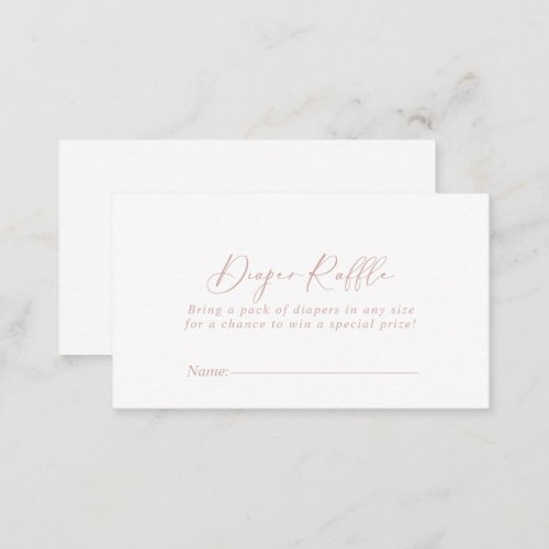 Rose Gold Idyllic Stylish Diaper Raffle Ticket   Enclosure Card