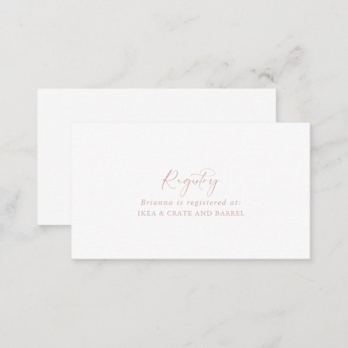 Rose Gold Idyllic Stylish Wedding Gift Registry  Enclosure Card