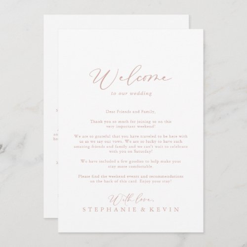 Rose Gold Idyllic Stylish Wedding Welcome Letter