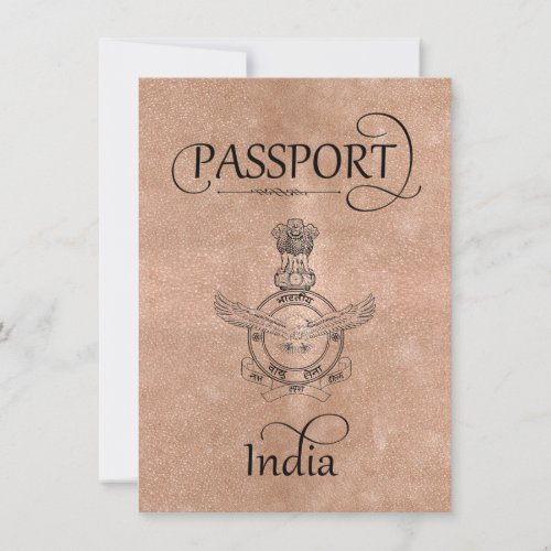 Rose Gold India Passport Save the Date Card