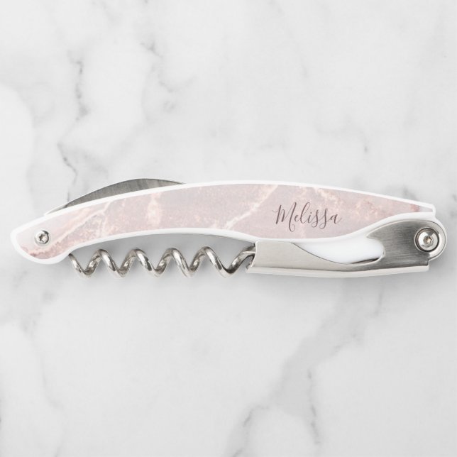 Rose Gold  Ink Marble  Waiter's Corkscrew (Back)