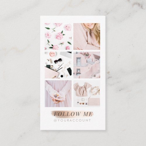 Rose Gold Instagram Feed Photo Collage Follow Me Business Card
