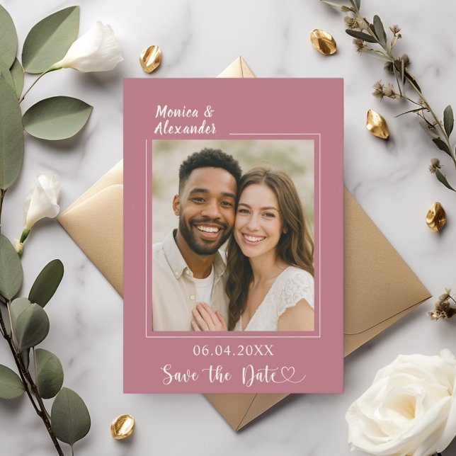 Rose gold ivory photo wedding Save the Date (Creator Uploaded)