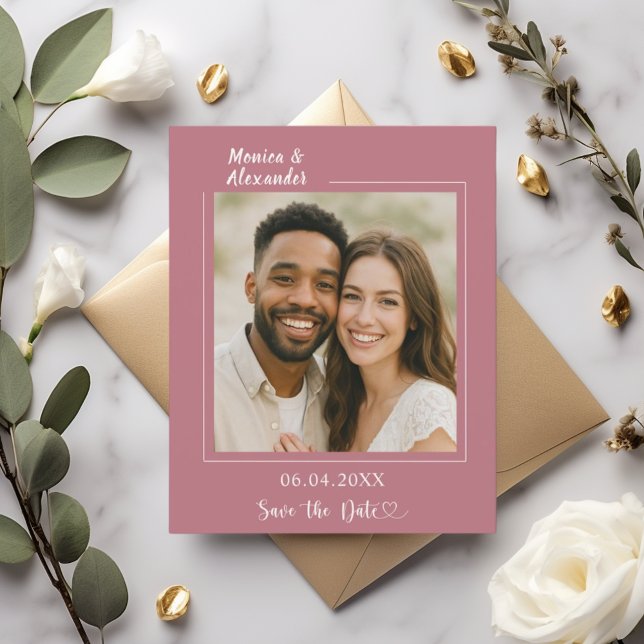 Rose gold ivory photo wedding Save the Date Flyer (Creator Uploaded)