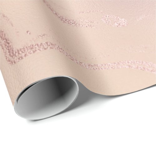 Rose Gold Ivory Skinny Molten Marble Glass Peach Wrapping Paper