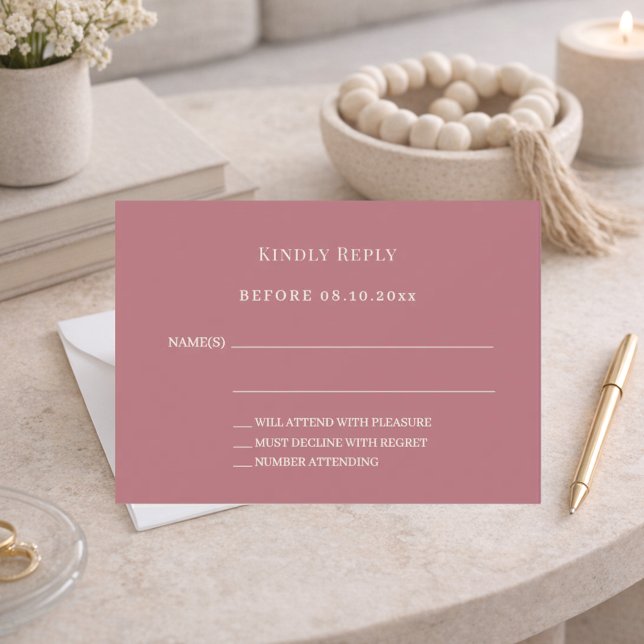 Rose gold ivory wedding response RSVP Note Card (Creator Uploaded)