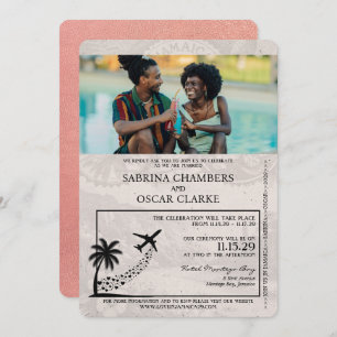Rose Gold Jamaica Passport Wedding Invitation