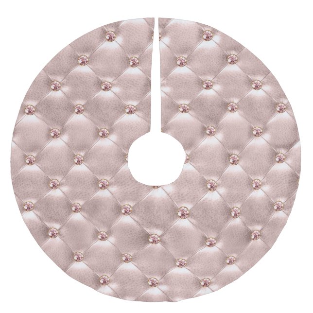 Rose Gold Jewel Bling Cushion Stitched Pillow Brushed Polyester Tree Skirt (Front)