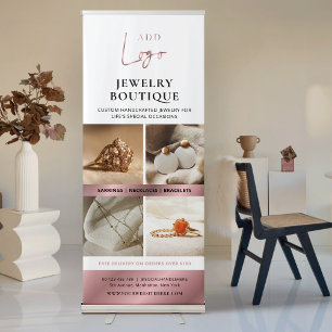 Rose Gold Jewelry Boutique Photo Collage Promo Retractable Banner