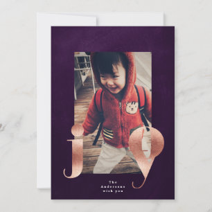 Rose Gold JOY Frame Holiday Christmas Photo Card