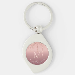 Rose Gold Keychain Gift Parsonalized Name Letter