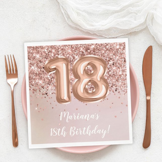  Rose Gold Kids Girl 18th Birthday Party Napkins (Creator Uploaded)