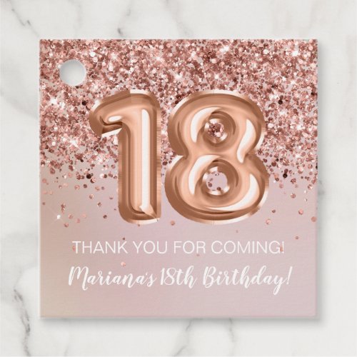 Rose Gold Kids Girly 18th Birthday Party Favor Tags