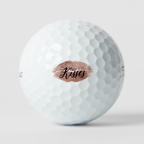 Rose Gold Kiss Lips Golf Balls
