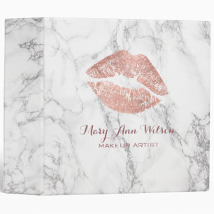 rose gold kiss on marble makeup artist 3 ring binder