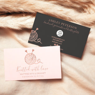 Rose gold knitting crochet yarn handmade kit pink business card