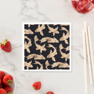 Rose gold koi fish graphic pattern napkins