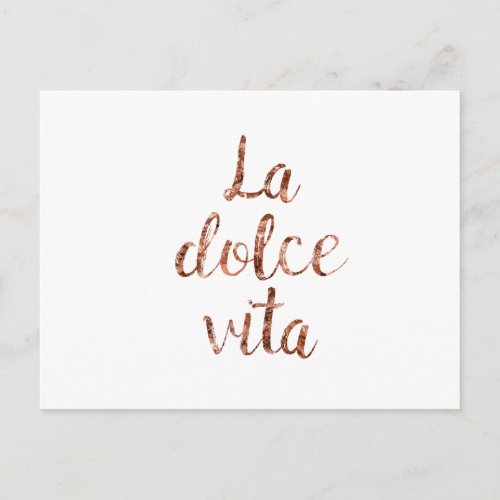 Rose gold La Dolce Vita Postcard