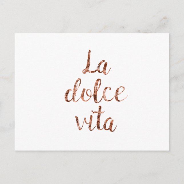 Rose gold La Dolce Vita Postcard (Front)