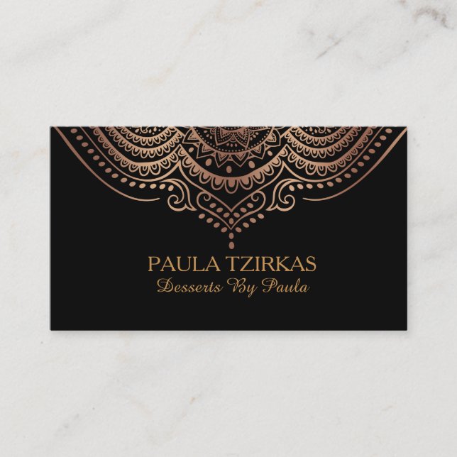 Rose-Gold Lace Geometric mandala Business Card (Front)