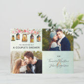 Rose Gold Lantern Floral Watercolor Couples Shower Invitation (Standing Front)