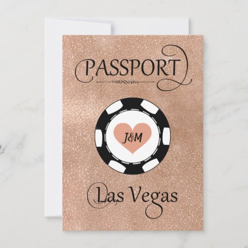 Rose Gold Las Vegas Passport Save the Date Card